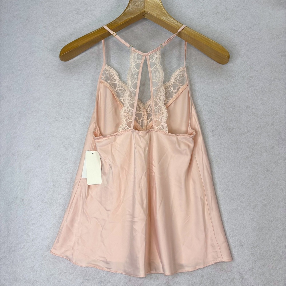 Flora Nikrooz‎ Pink Lace Heart Trim Cami Shorts Pajama Set Womens S Coquette New - Picture 3 of 6